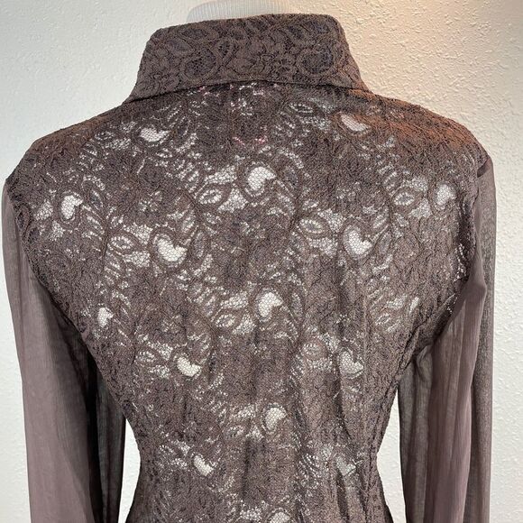 NWT Bandolino Brown Button Down Shirt Size M - Picture 6 of 9